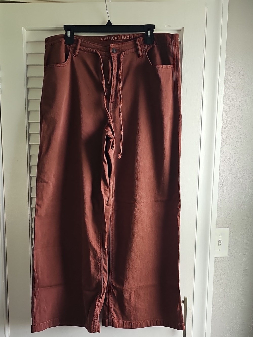 American Eagle Outfitters Womens Rust Brown Drawstring Chinos--Baggy fit